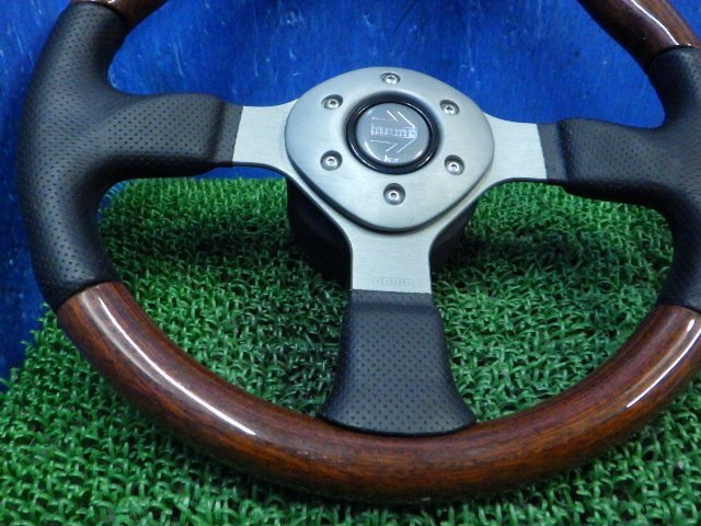 [B] horn button attaching MOMO Momo Fighter?? FIGHTER?? wood combination tea wood grain steering gear steering wheel punching leather 06-00 MA61S remove 