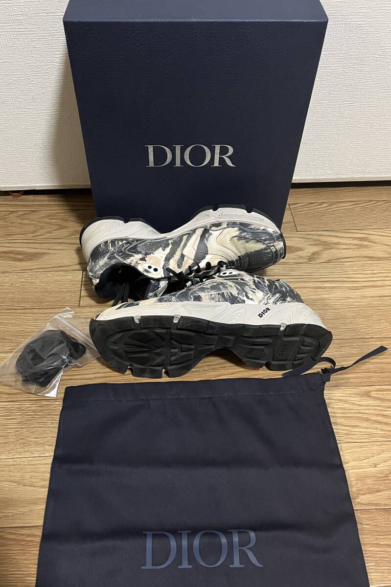 定価143,000円 Dior HOMME ディオールオム ×Shawn Stussyショーンステューシー/メッシュ&カーフスキン "CD1"マーブルスニーカー42の画像10