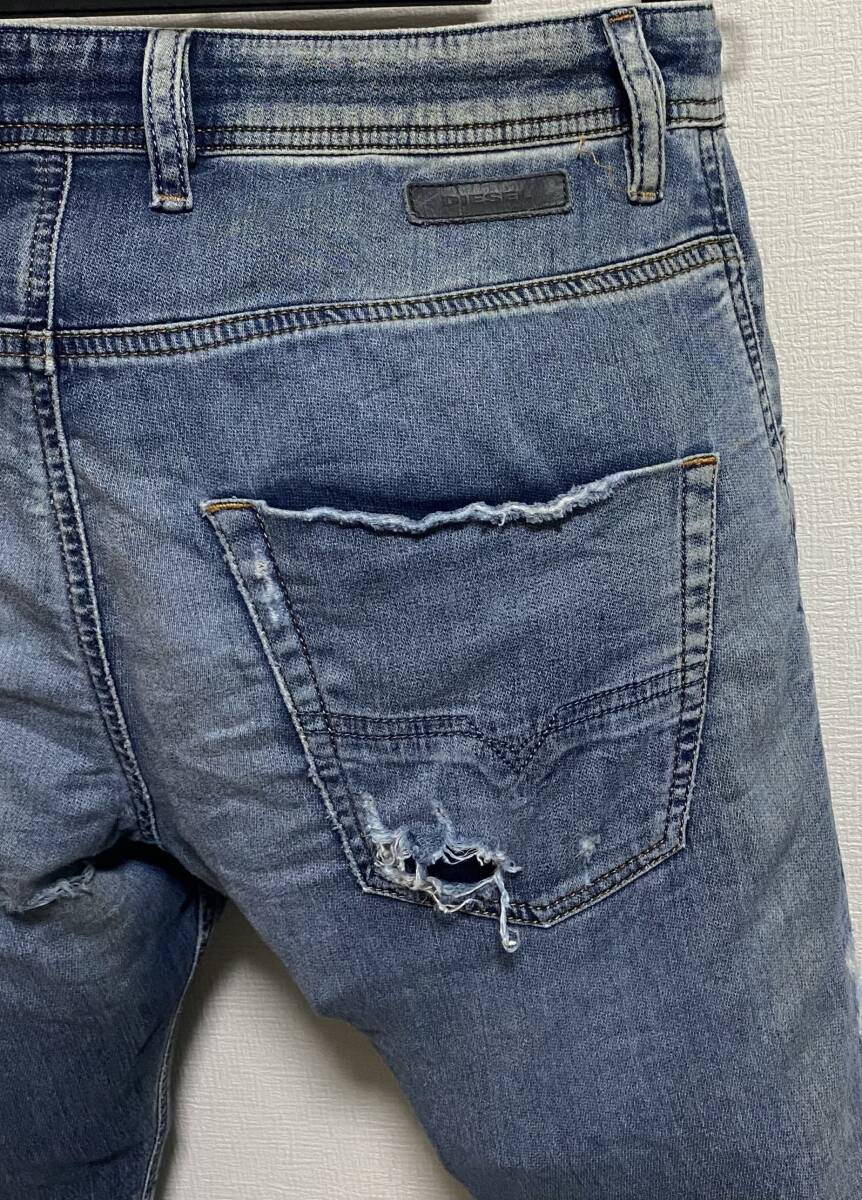 定価52,800円DIESELディーゼルKROOLEY CB-NE jogg 069DA スリムテーパード ダメージリペア加工Sweat jeansグレンマーティンスの画像7