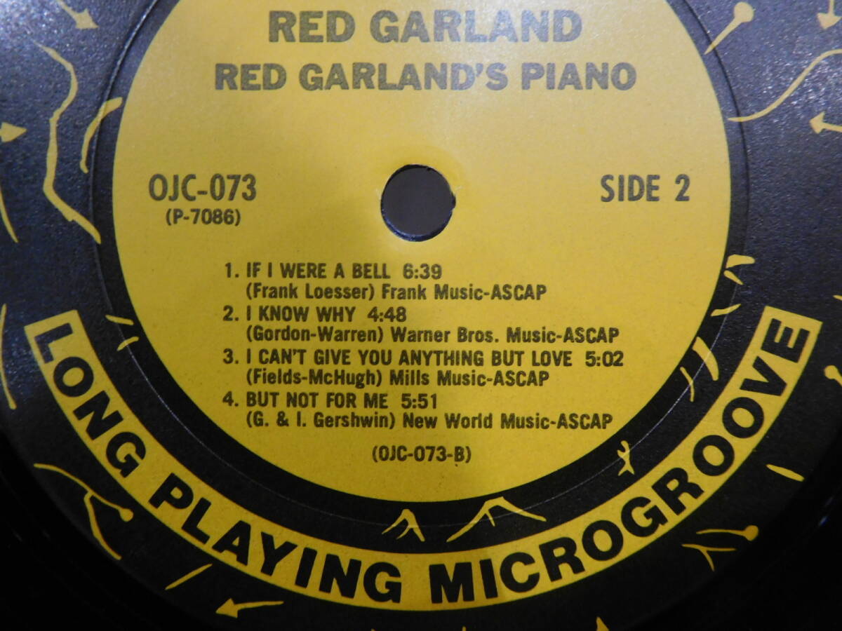 ○RED GARLAND/RED GARLAND'S PIANO USA輸入再発盤LPレコード OJC-073の画像5
