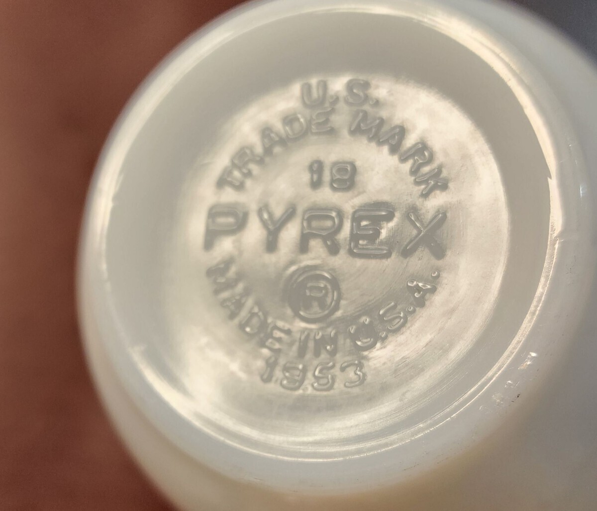 1953 1954 PYREX U.S. TRADE MARK マグカップ コップ ミルクガラス パイレックス アメリカ まとめ 4コ 保管品 希少 当時物 保管品 直火 _画像6