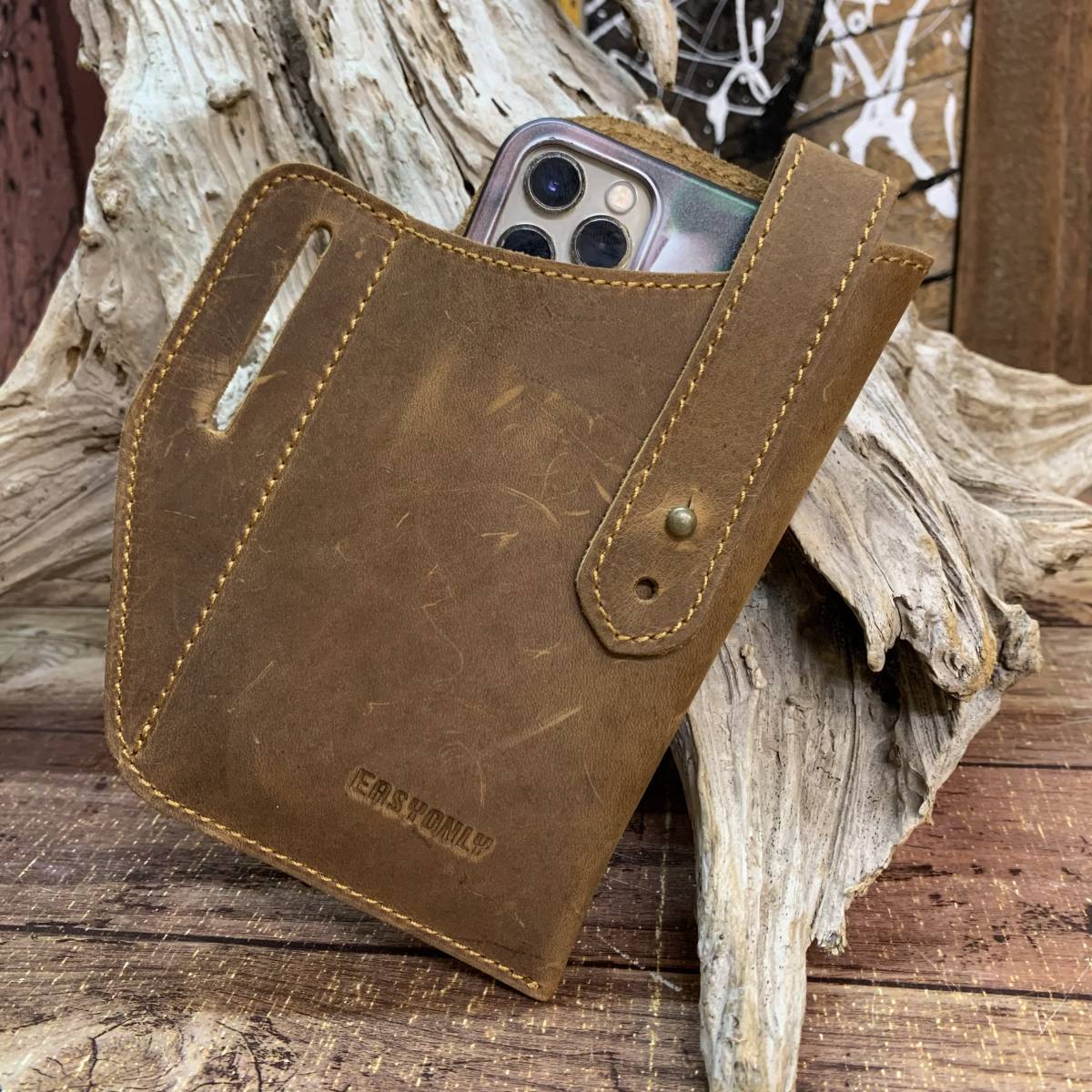  new goods original leather mobile holder case ho ru Star smartphone iPhone waist bag belt pouch telephone inserting case n back Brown free shipping 