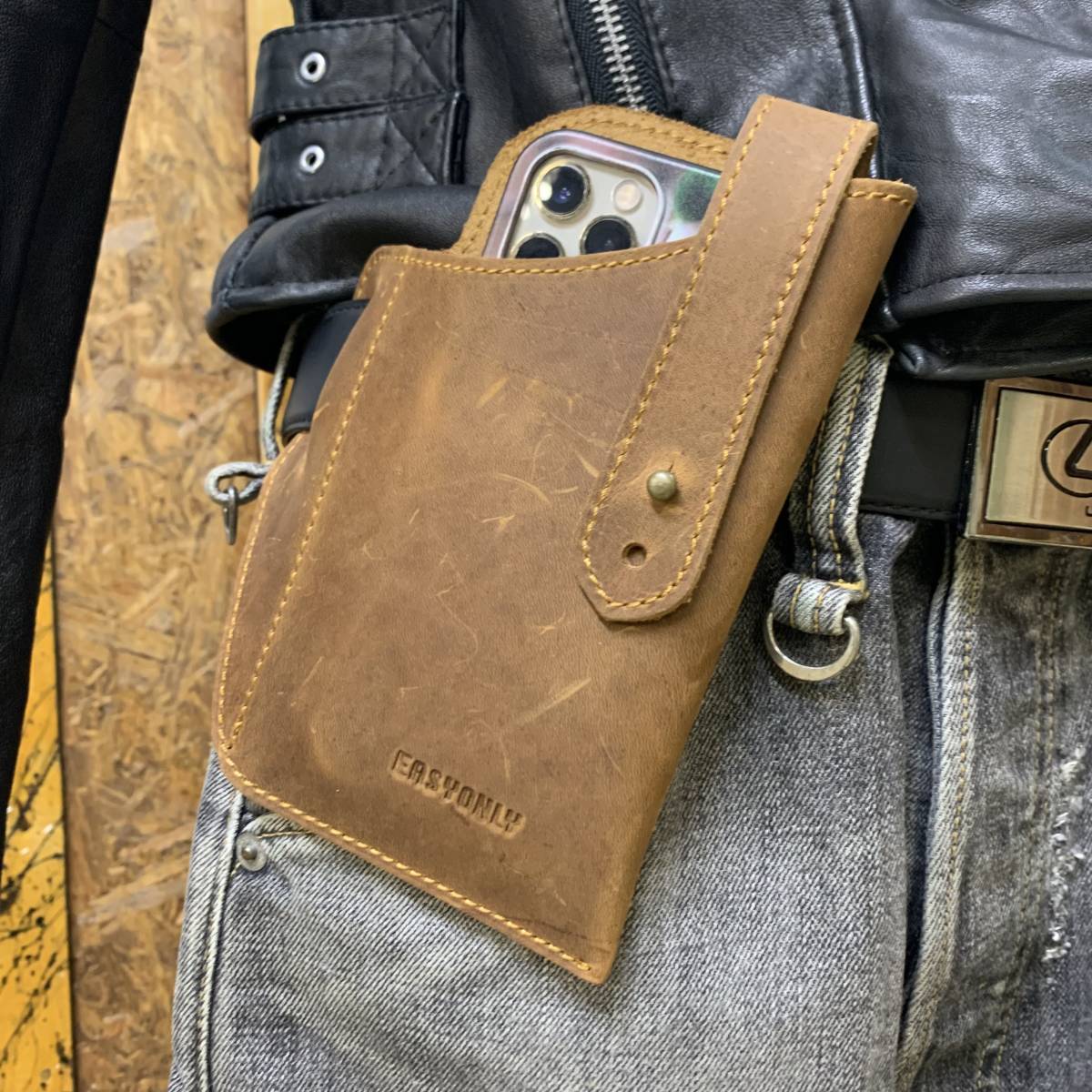  new goods original leather mobile holder case ho ru Star smartphone iPhone waist bag belt pouch telephone inserting case n back Brown free shipping 