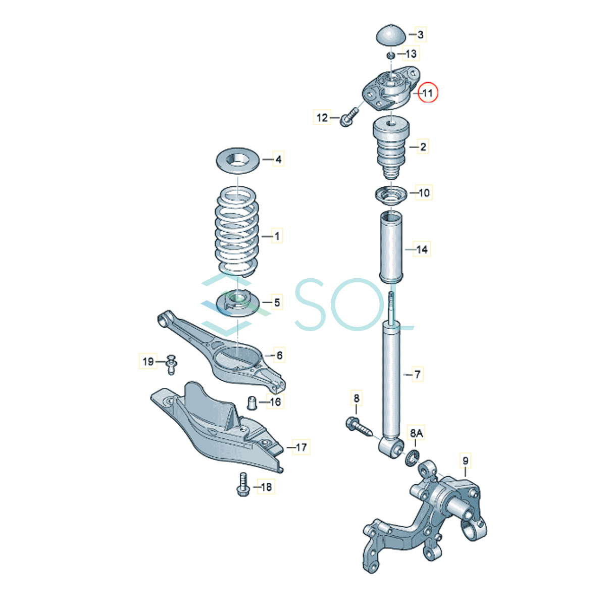 VW パサートB6 B7(3C2 3C5 362 365 357) トゥーラン(1T1 1T2) リア ショック アッパーマウント 左右共通 1K0513353G 出荷締切18時_画像5