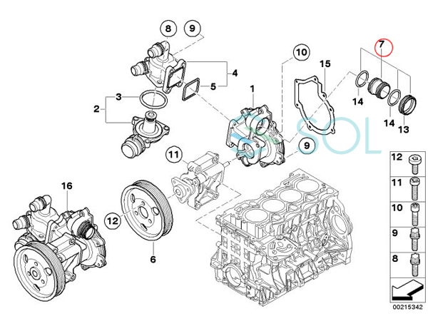 BMW E82 E87 E88 E46 E90 E91 E92 E84 X1 ウォーターポンプ コネクター 接続ピース 116i 118i 120i 318i 318Ci 318ti 320i 18i 11517542128_画像2