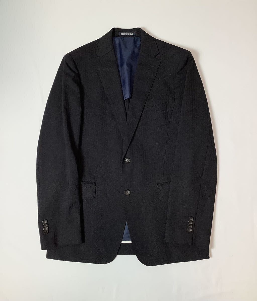 PERSON'S FOR MEN // 背抜き 長袖 シャドーストライプ柄 シングル スーツ (黒) サイズ 90YA5 (M)の画像2