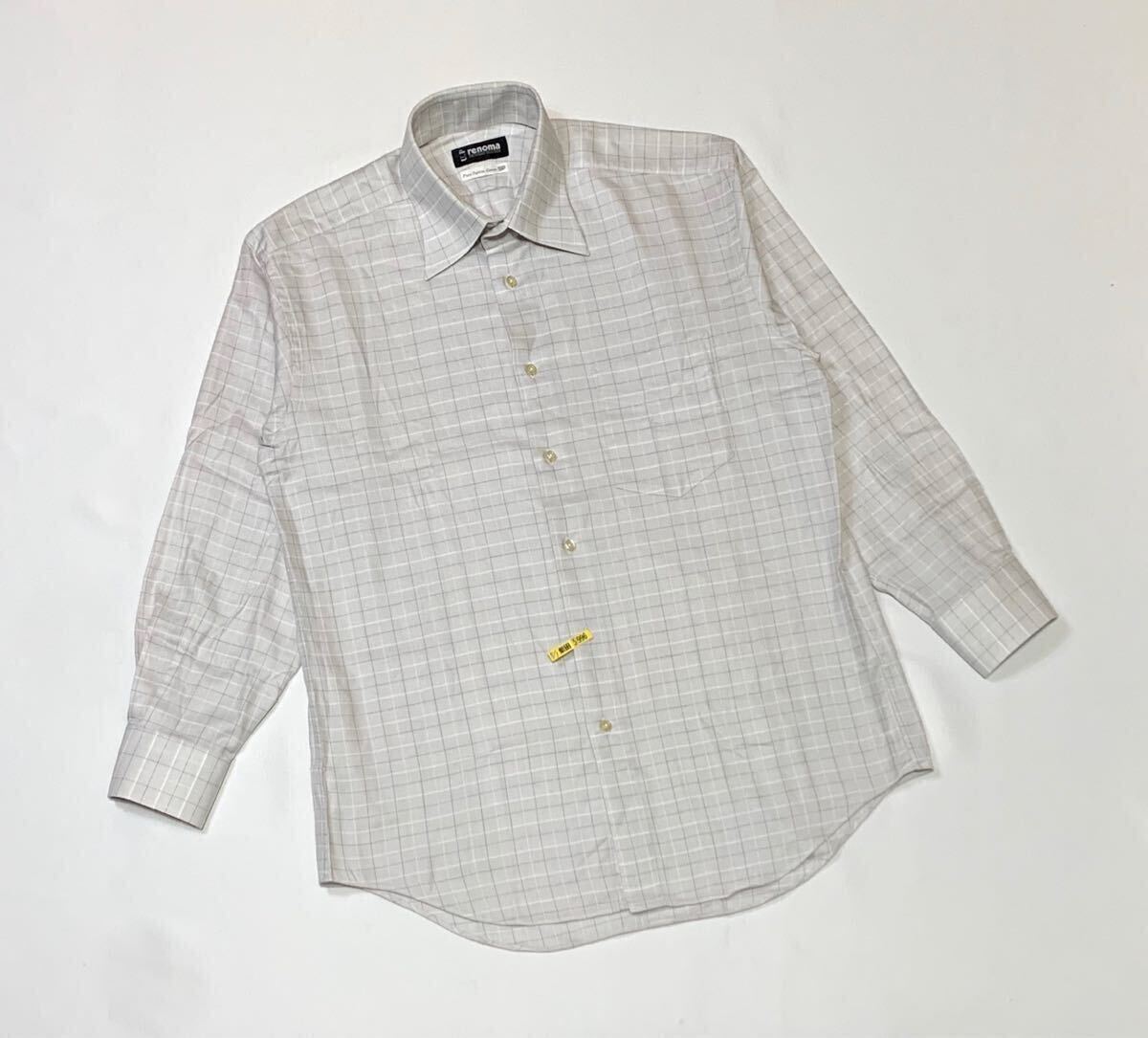UP renoma // 形態安定 長袖 チェック柄 シャツ・ワイシャツ (オフホワイト系) サイズ 40 (L)_画像6