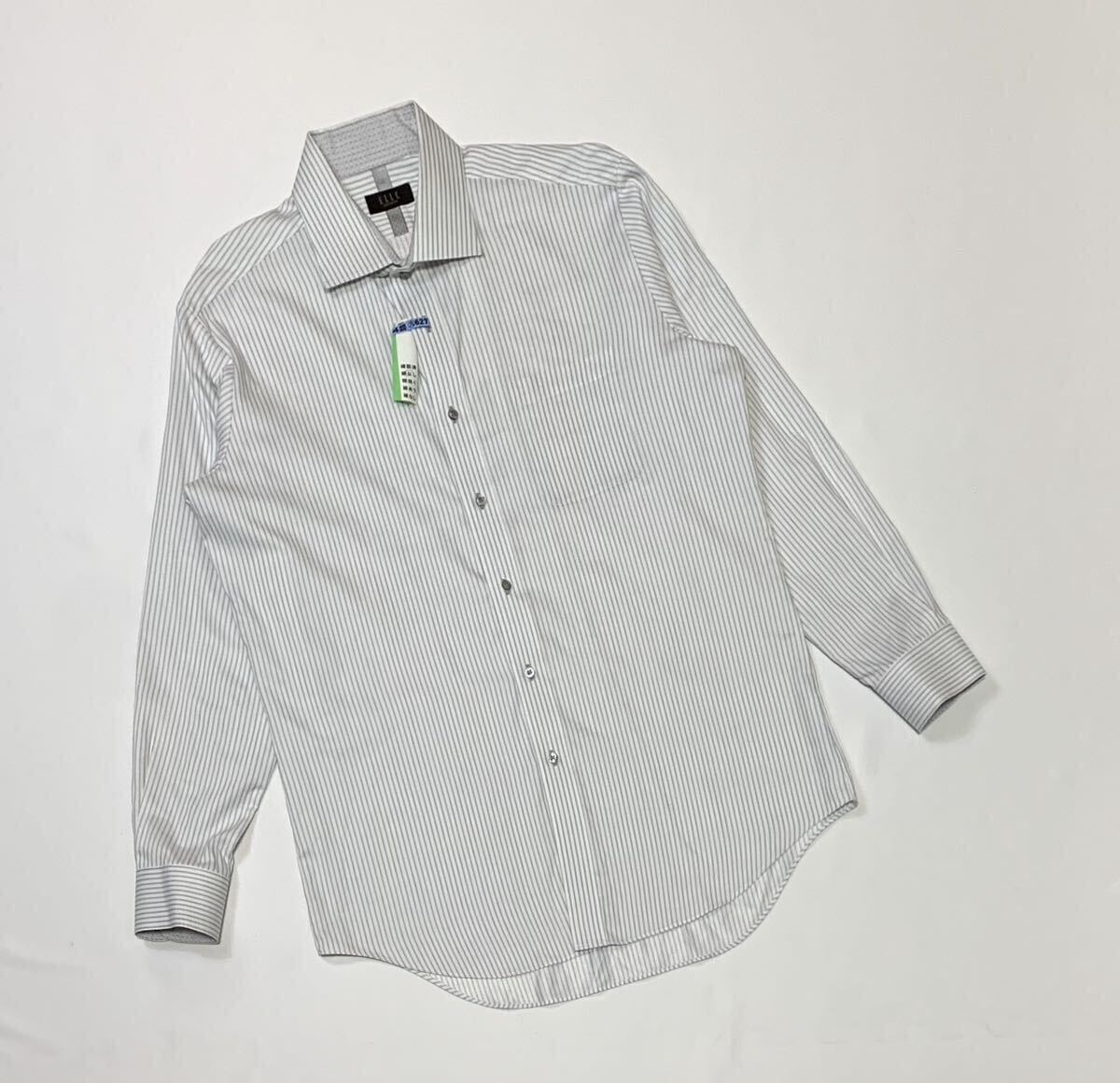 ELLE COSTUMES // 形態安定 長袖 ストライプ柄 シャツ・ワイシャツ (白) サイズ 43-86 (LL)_画像6