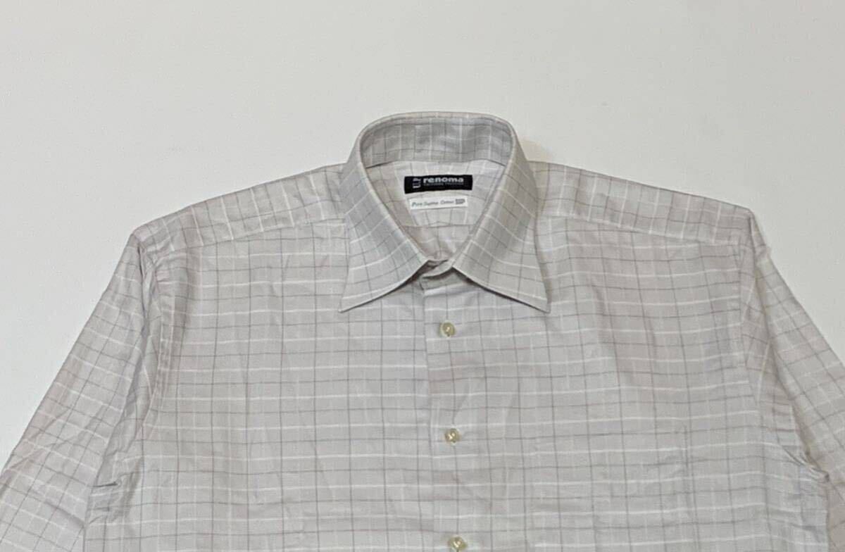 UP renoma // 形態安定 長袖 チェック柄 シャツ・ワイシャツ (オフホワイト系) サイズ 40 (L)_画像3