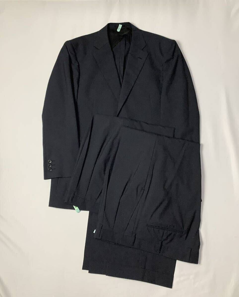 FARAGO // 背抜き 長袖 シャドーストライプ柄 ツーパンツ シングル スーツ (濃紺系) サイズ 102BB6 (L)の画像1