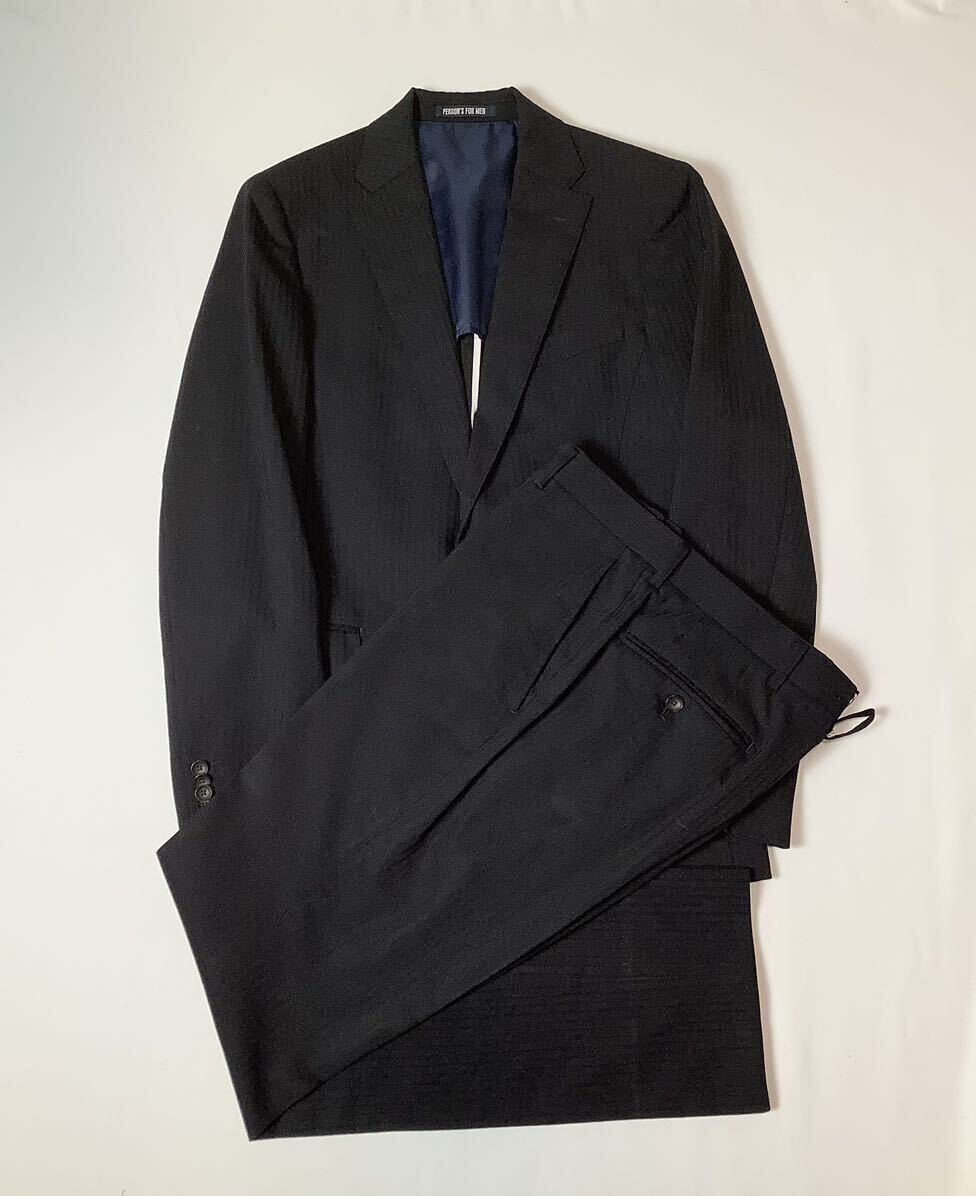 ADELANTE // 背抜き 長袖 シャドーストライプ柄 シングル スーツ (黒) サイズ 96AB5 (M)_画像1