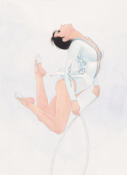 舞華 手描き水彩複製画 #026 シルク・ホワイトⅡ 新体操 レオタードの画像2