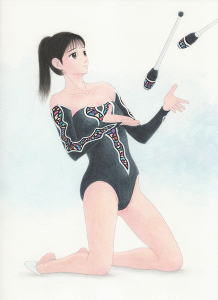 舞華 手描きイラスト複製画 #273 セルビア・グレイ 新体操 レオタードの画像2