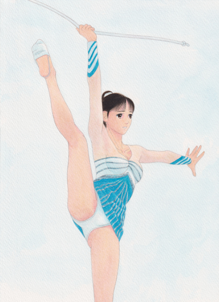  Mai . hand-drawn illustrations . made .#029 aquamarine Ⅱ rhythmic sports gymnastics Leotard 