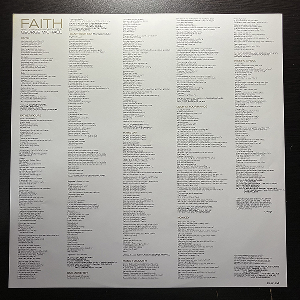 George Michael / Faith [Epic 28・3P-854] 国内盤 日本盤 の画像7