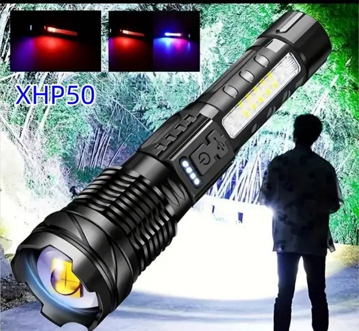 LED 懐中電灯 XPH50 Type-C充電式 超高輝度LED+COBライト7モード 防水 ズーム機能_画像1