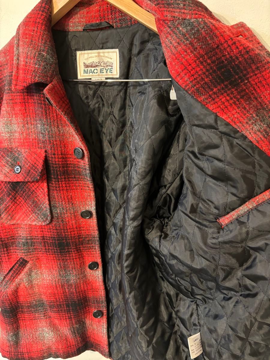 チェック CPO ウールジャケット ヴィンテージ 古着 キルティング 赤 アメカジ レッド 中綿 シャツ ブルゾン