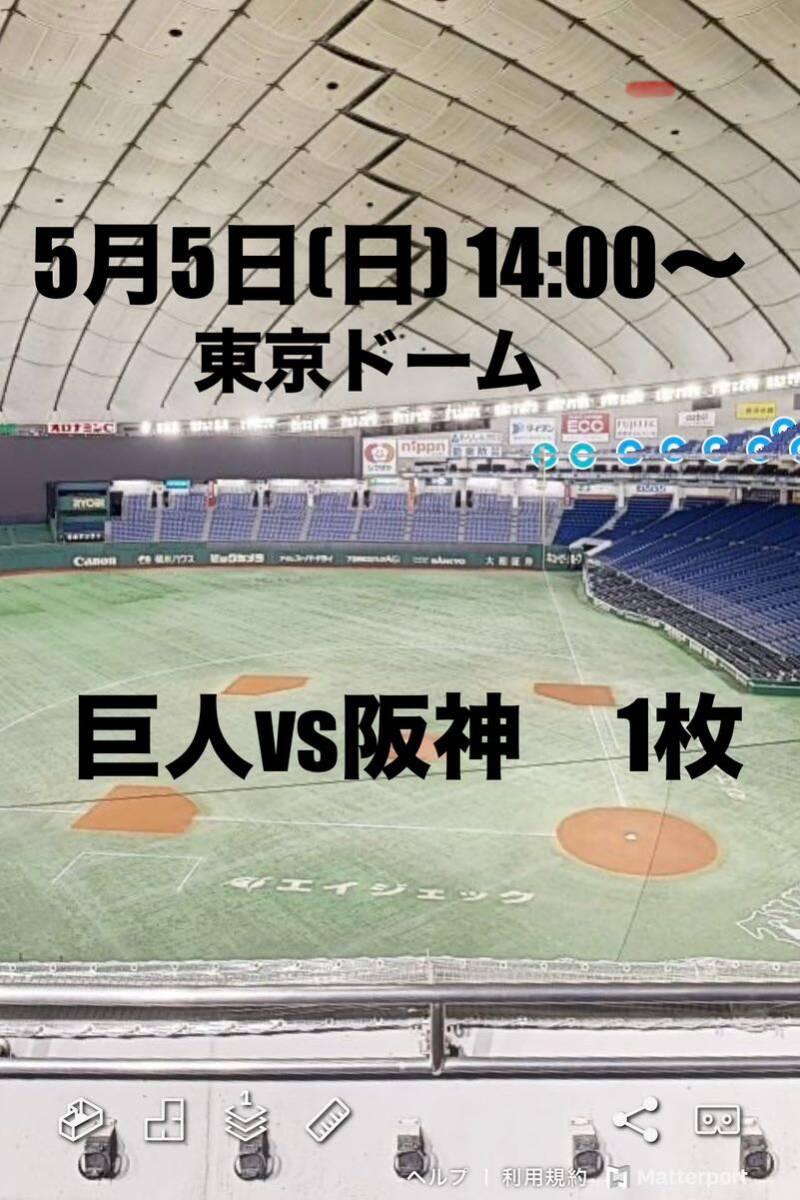 巨人vs阪神　5月5日(日) 東京ドーム　1枚　　　阪神タイガースチケットジャイアンツチケット_画像1