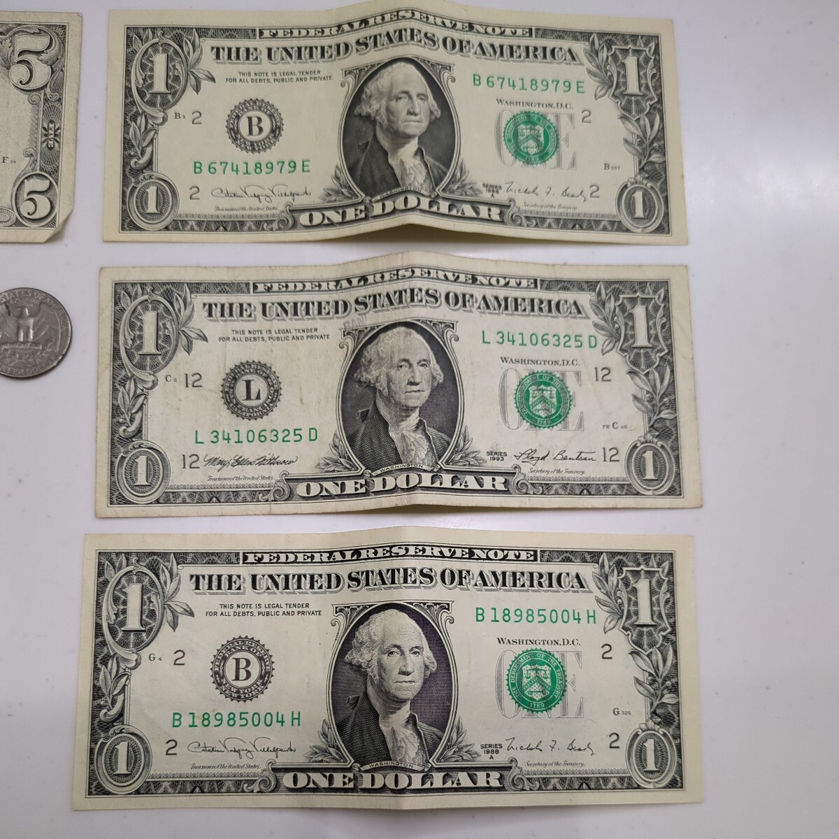 [ доллар .. суммировать ] America зарубежный sen банкноты деньги * доллар .1 доллар 5 доллар суммировать итого 10 доллар 28 цент DOLLARS мир коллекция 
