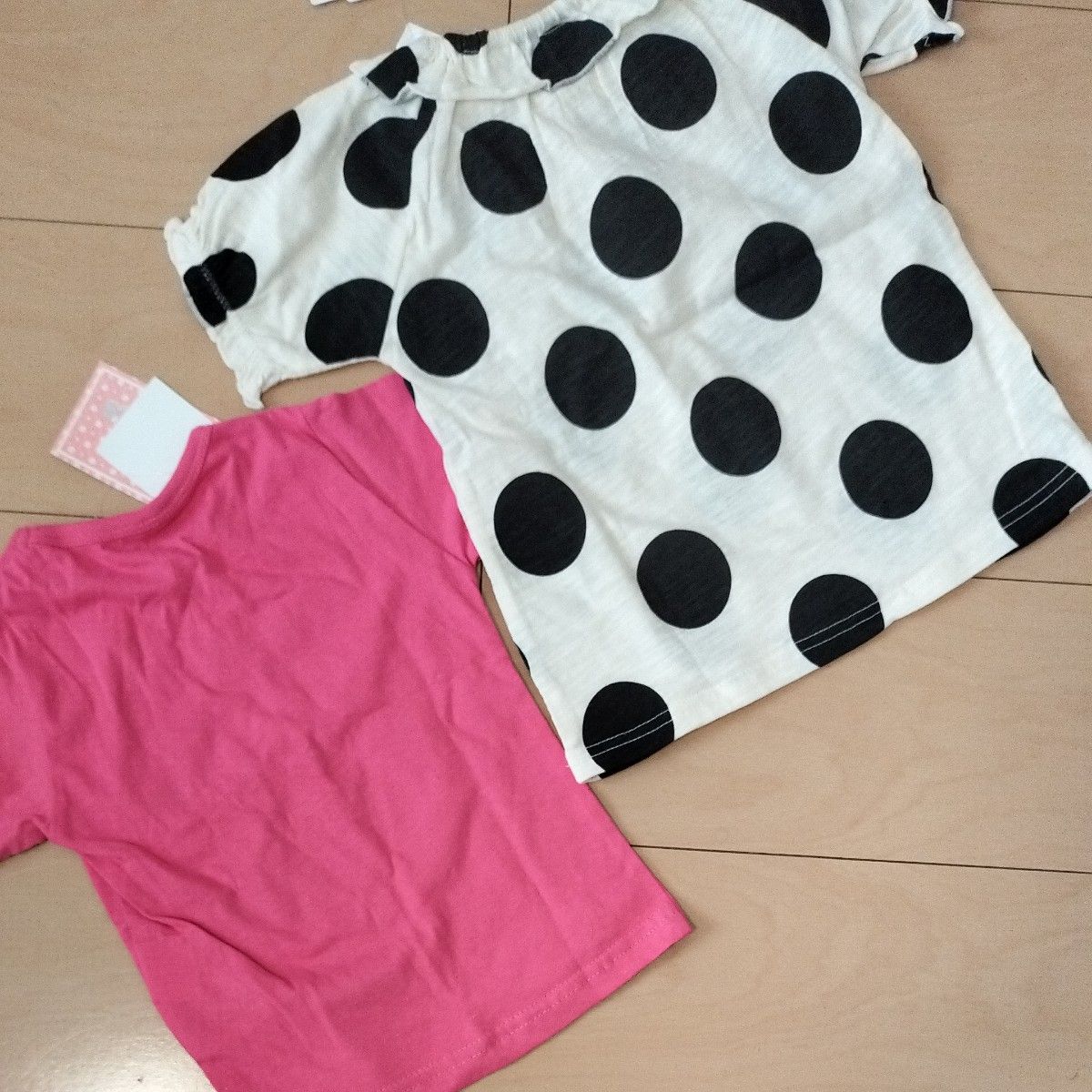 タグ付き・半袖Tシャツ・ こども服・ 女の子・ ピンク・うさぎ80cm・ドット柄90cm・綿100%