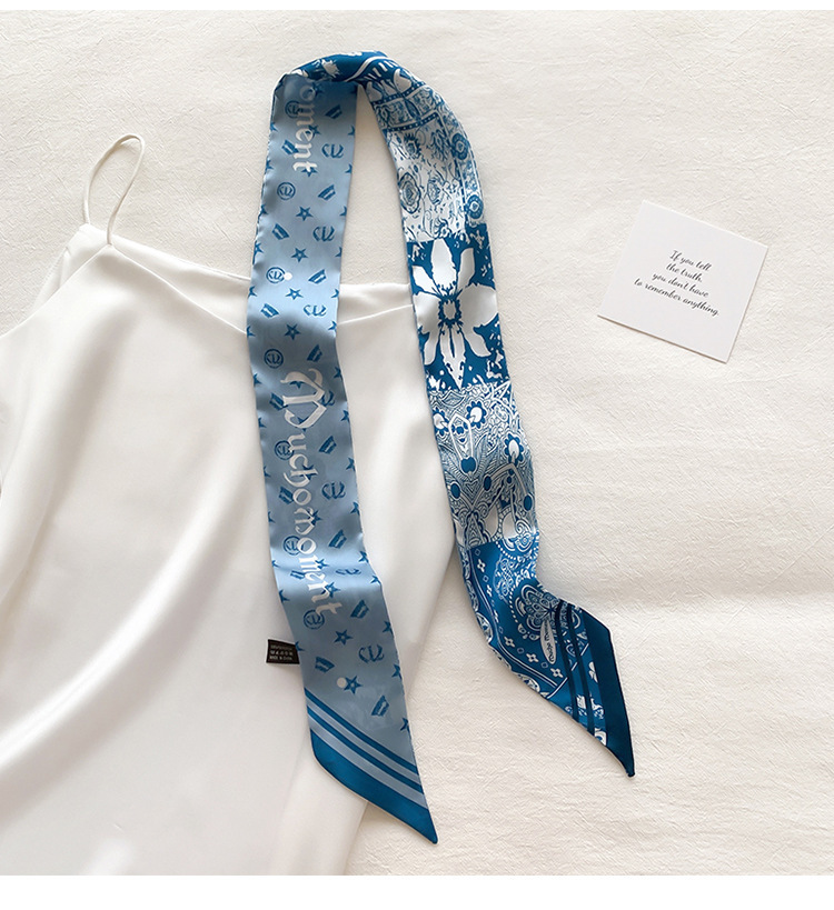 【BD-14】新品スカーフ　シルク風 ストール 巻き物　ネックスカーフ　ヘアクセサリー リボン結び バックスカーフ 