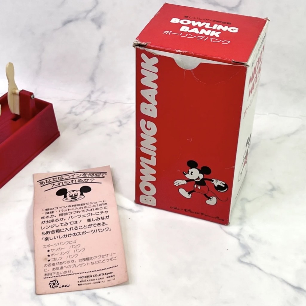 *1 иен старт *[ редкий! в это время товар ] веселый только .. копилка Mickey Mouse bo- кольцо банк с коробкой античный Showa Retro Disney 