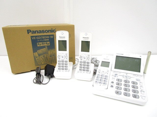 [即日発送]★良品★ Panasonic パナソニック RU RU RU コードレス電話機 VE-GD78DW-W 子機2台付き 温度/湿度アラーム パールホワイト 331_画像1