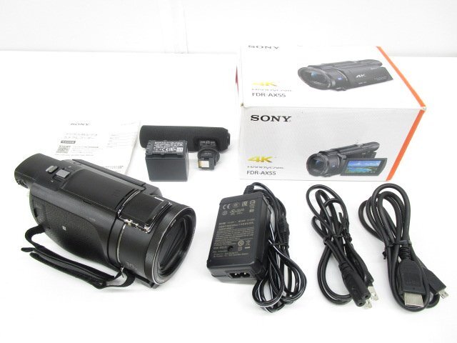 [即日発送]☆ジャンク☆ SONY ソニー FDR-AX55 4Kビデオカメラ 64GB 黒 + SONY ガンズームマイクロホン ECM-GZ1M セット 現状品 341の画像1