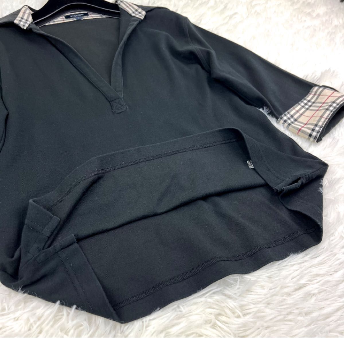 【未使用級】極美品　Burberry London ノバチェック　Tシャツ　L バーバリーロンドン　ブラック　黒　トップス　ロンT