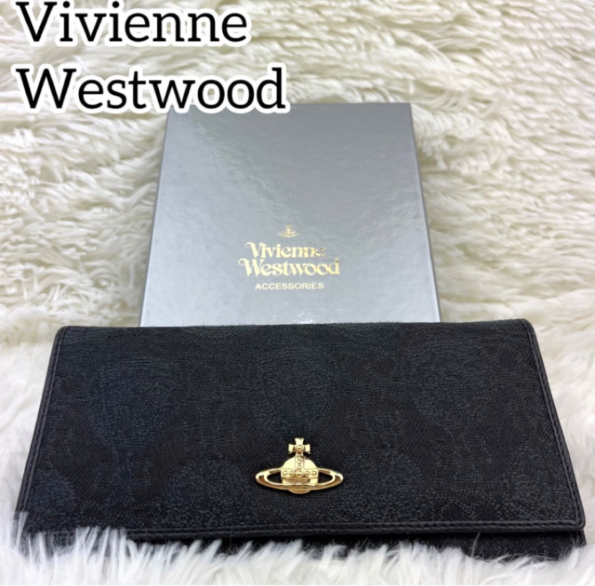 【未使用級・廃盤】希少柄　ヴィヴィアンウエストウッド　長財布　オーヴ　総柄　レザー Vivienne  Westwood 刺繍
