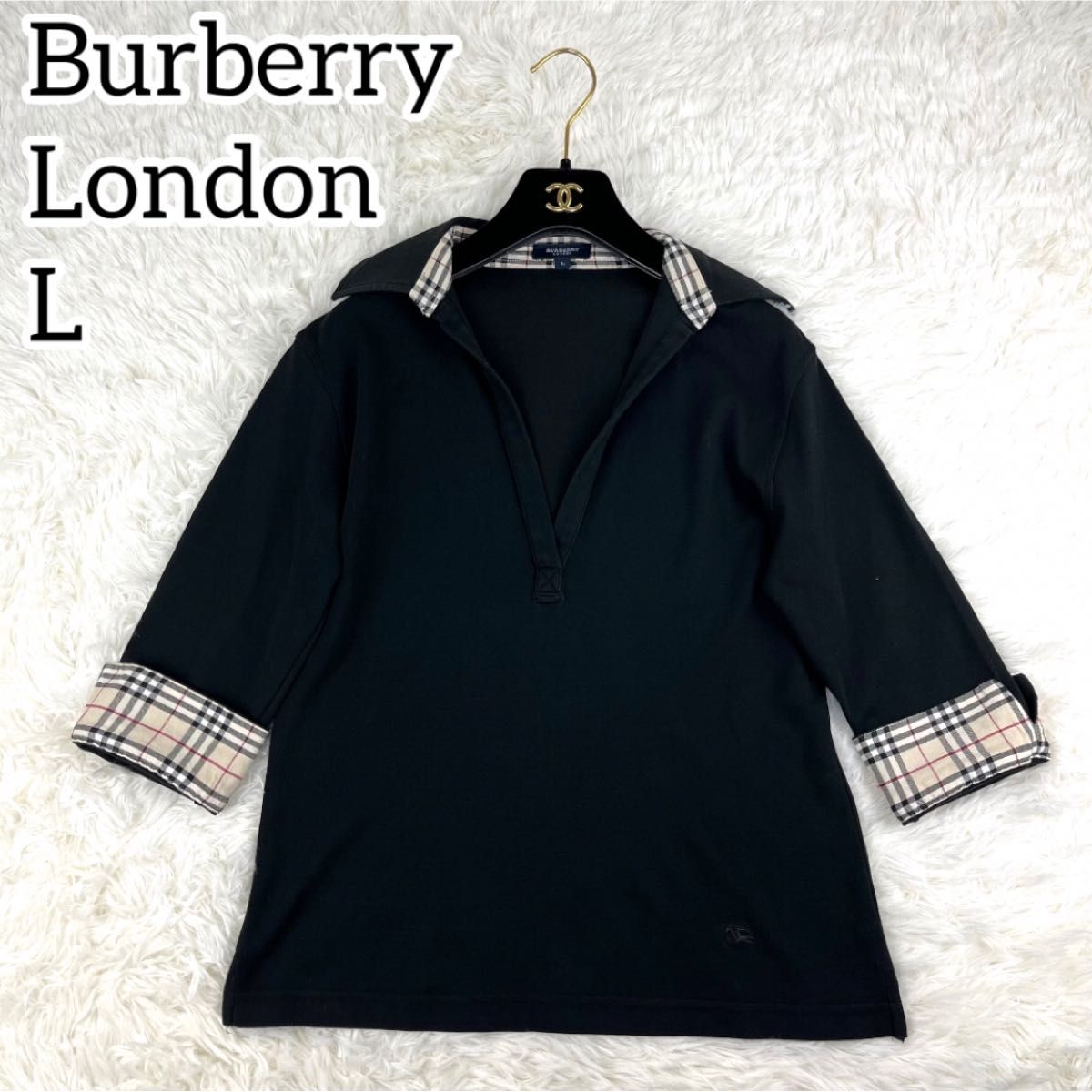 【未使用級】極美品　Burberry London ノバチェック　Tシャツ　L バーバリーロンドン　ブラック　黒　トップス　ロンT