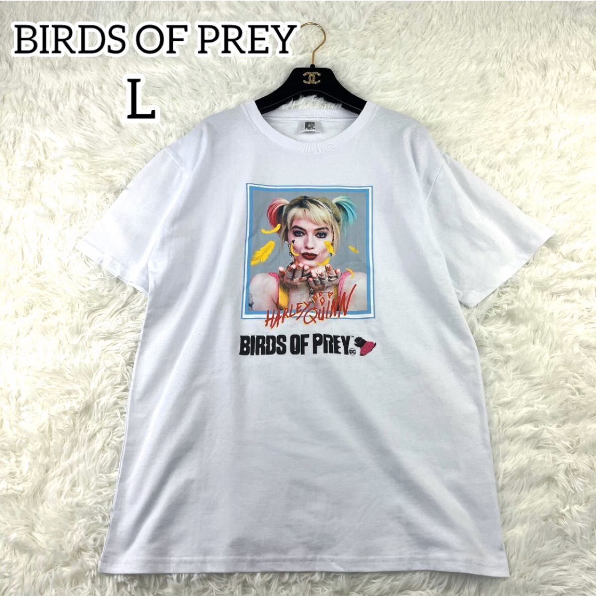 【希少】極美品　BIRDS OF PREY  ハーレクイン　Tシャツ　L 人気　バーズオブプレイ　可愛い　プリント　半袖　トップス