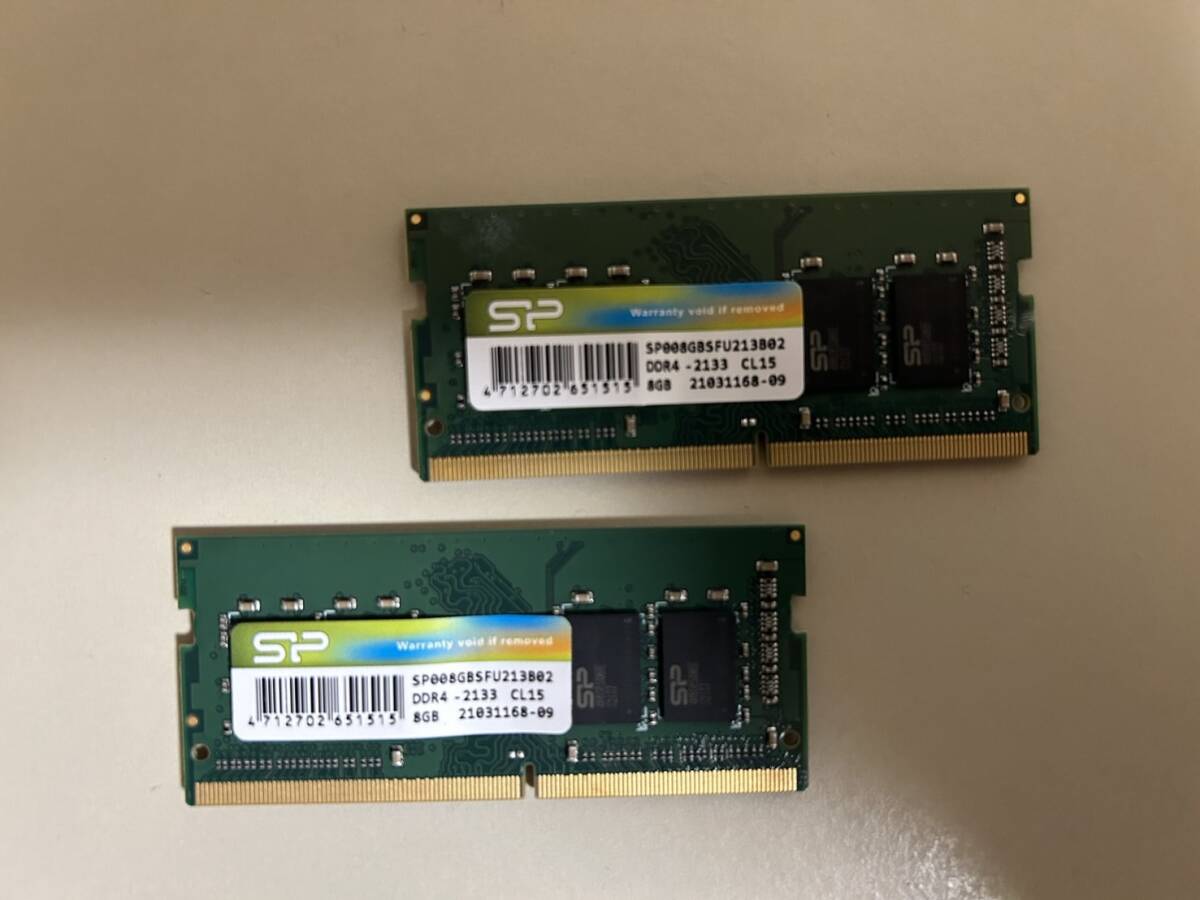 Silicon Power DDR4-2133 8GB×2枚 計16GB PC4-17000 ノートＰＣ用 動作品の画像1