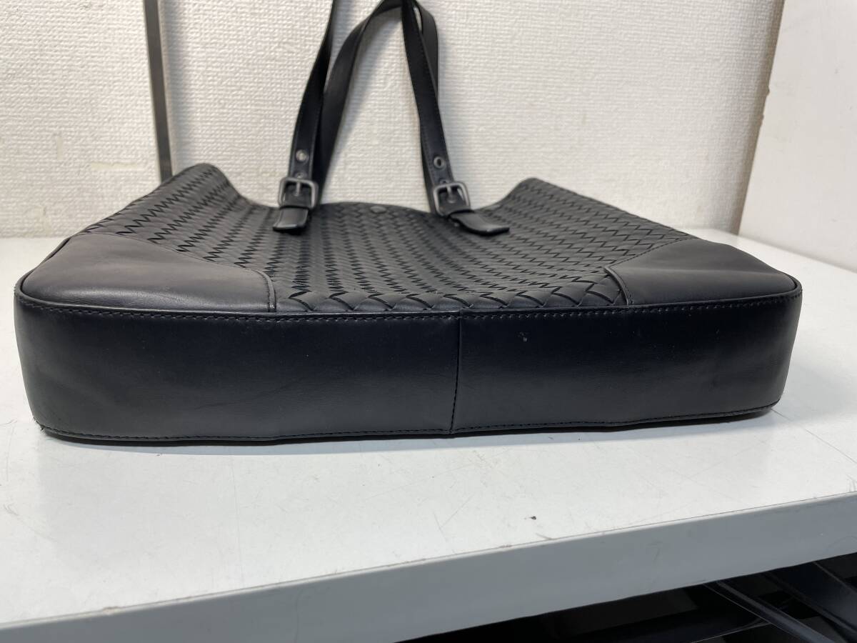 1円 ■極美品■ BOTTEGA VENETA ボッテガヴェネタ イントレチャート レザー ミラー付き トートバッグ ショルダーバッグ ブラック系の画像7