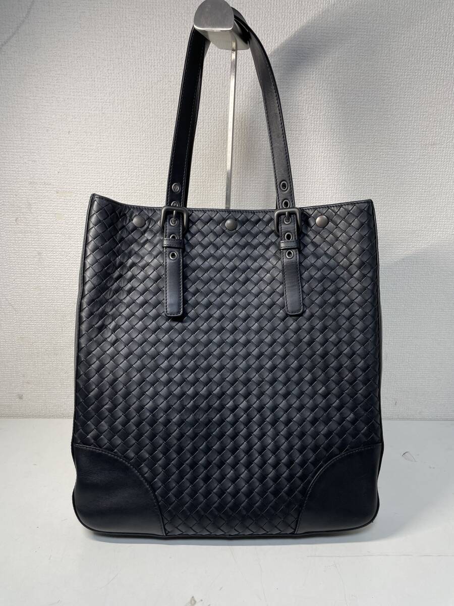 1円 ■極美品■ BOTTEGA VENETA ボッテガヴェネタ イントレチャート レザー ミラー付き トートバッグ ショルダーバッグ ブラック系の画像4