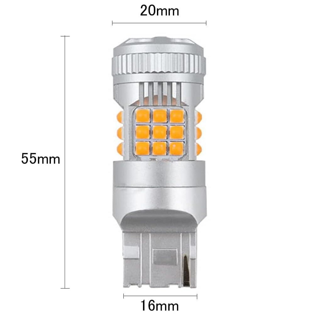 T20 ピンチ部違い LED ウインカー バルブ 4個 アンバー 12V 24Vの画像7