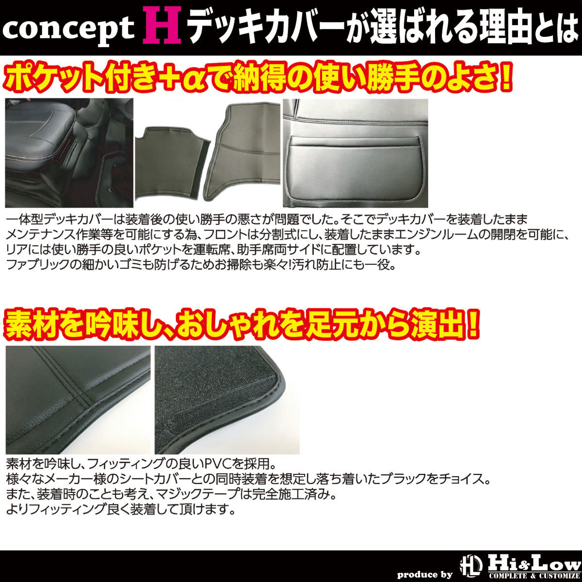 Hi&Low conceptH フロント/リアデッキカバーセット ポケット付 ハイエース 200系 標準ボディ (1～3型前期) スーパーGL_画像3