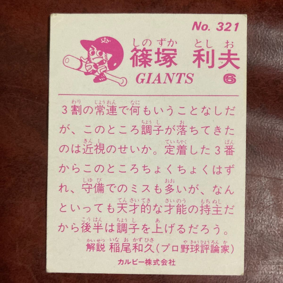 篠塚利夫　83年No.321 読売ジャイアンツ_画像2