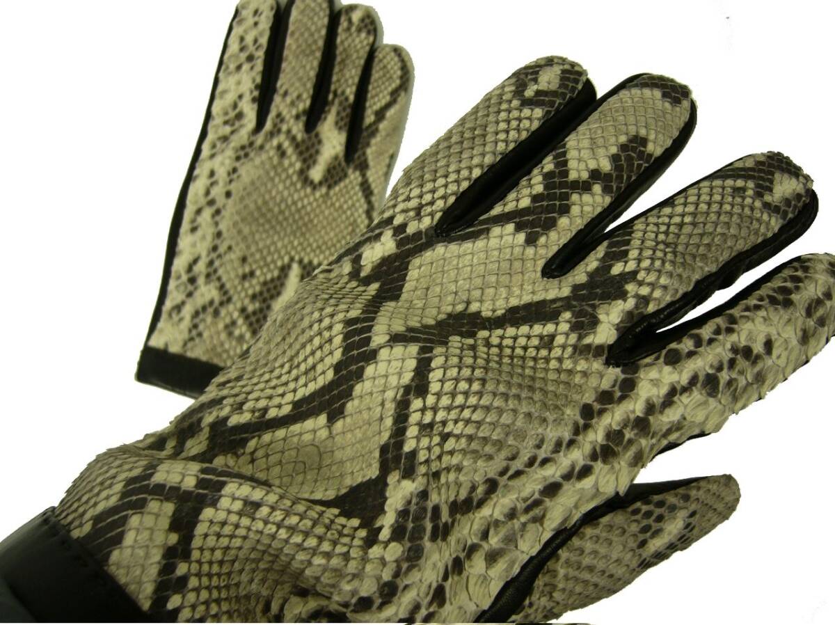  rare goods! Rome. ..me roller / MEROLA /. work flexible . most high quality python & cashmere glove worker because of complete hand work / 8,5 / L size 