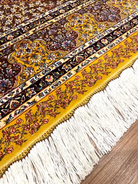 ペルシャ絨毯・最高級ハンド&マシン織り・ 世界最高密度150万ノット ・豪奢なクムデザイン 220cm×150cm lvx1の画像4