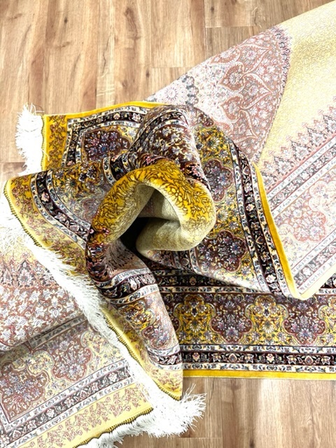 ペルシャ絨毯・最高級ハンド&マシン織り・ 世界最高密度150万ノット ・豪奢なクムデザイン 220cm×150cm lvx1の画像9