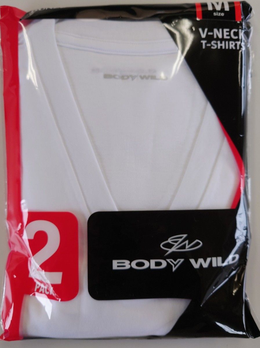 BODY WILD 半袖 VネックTシャツ グンゼ 抗菌防臭加工 綿100％ Mサイズ 2枚組 【新品・未開封発送】