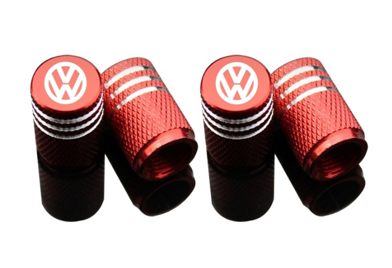 フォルクスワーゲン VW 全車種対応 赤 4個セット タイヤ エアーバルブキャップ ゴルフ ポロ ザビートル ジェッタ シャラン シロッコ_画像2