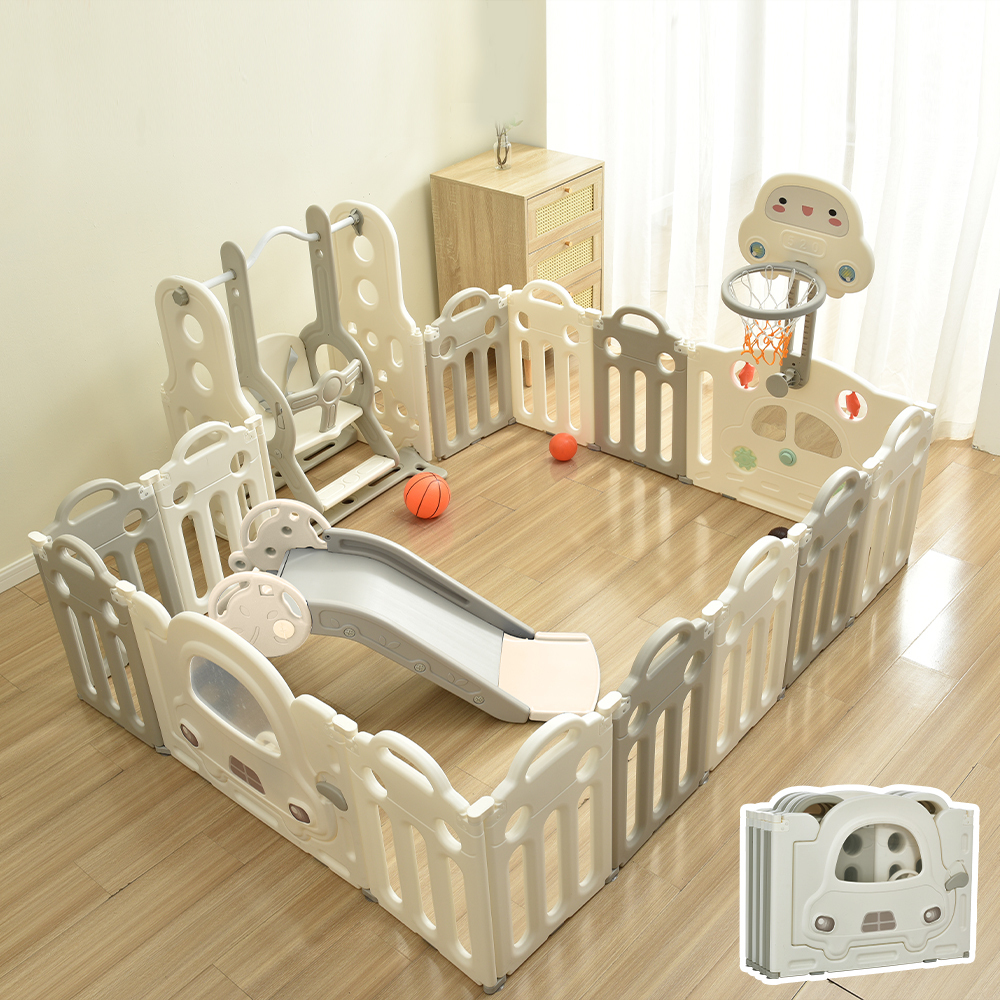  playpen slipping pcs swing folding 14 pieces set 163*206cm deformation possibility door attaching slide basket goal attaching toy panel E682