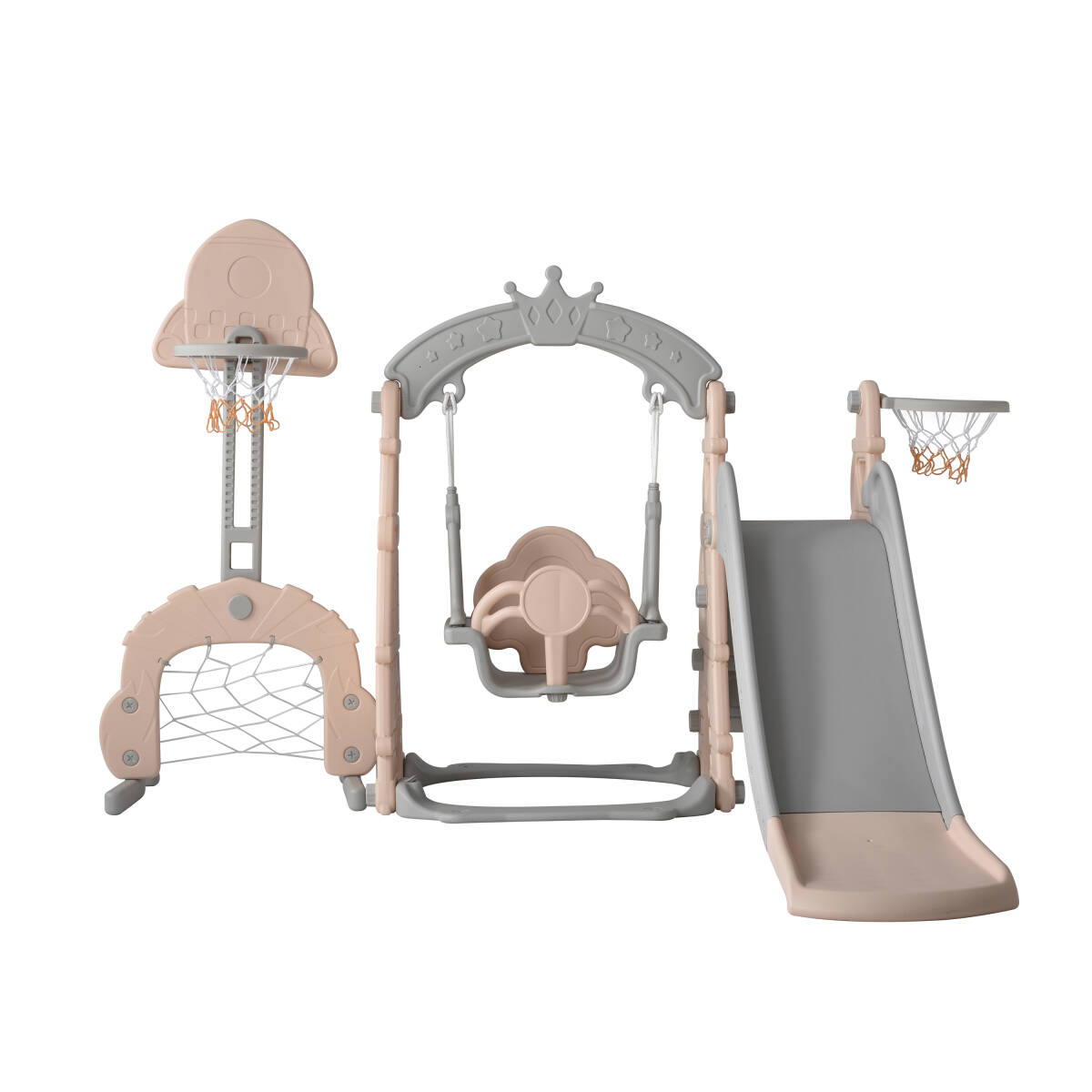  slipping pcs slide swing interior basketball soccer goal post playground equipment interior playground equipment large playground equipment [ pink × gray ] E634