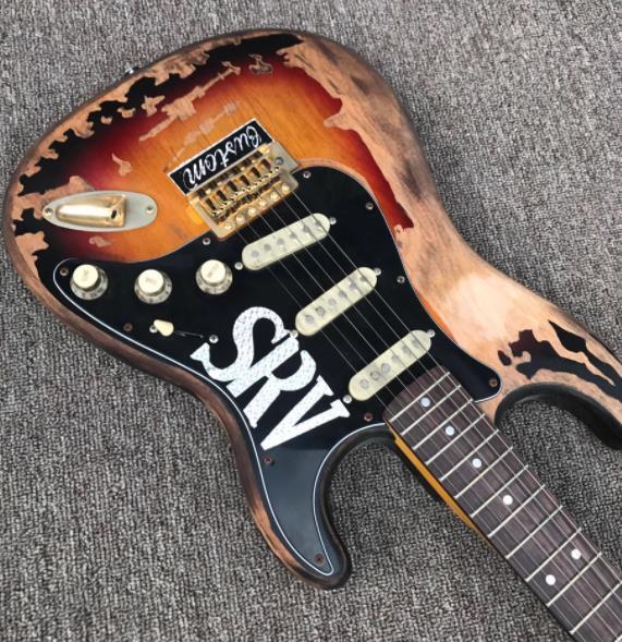 大好評★SRV スタイル アンティーク加工 レトロデザイン エレキギター 初心者 Stevie Ray Vaughan ギターのみ E742_画像6