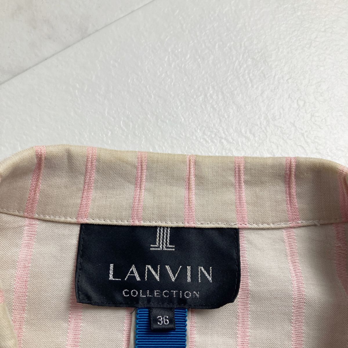 LANVIN COLLECTION ランバン コレクション リネン混 テーラードジャケット ストライプ柄 レディース ベージュ サイズ36*NC1228_画像6