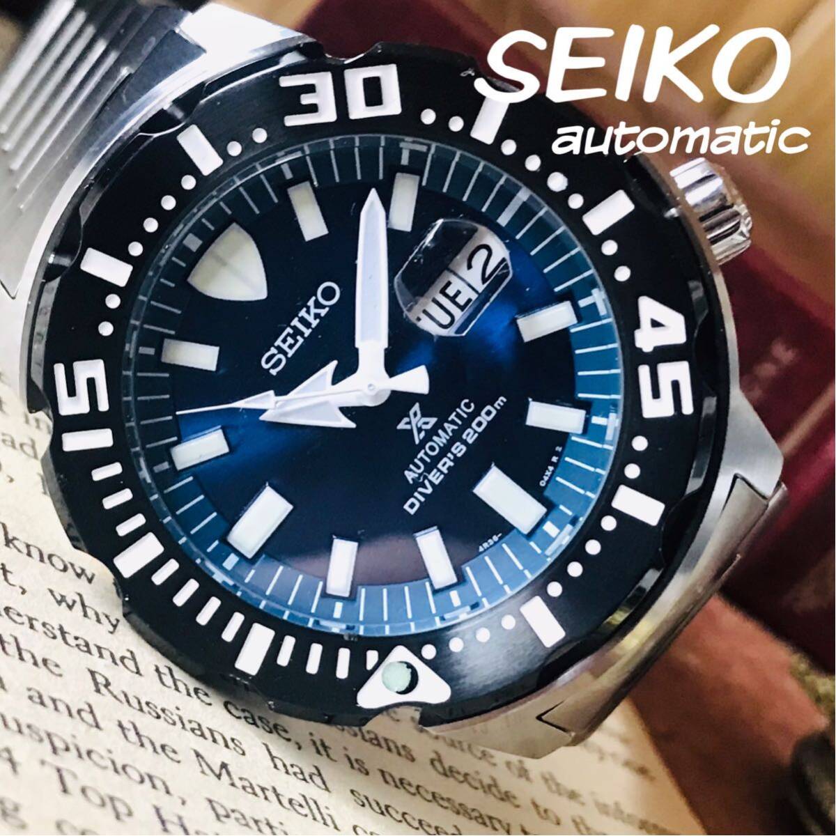 ■カッコイイ！美品■SEIKO【セイコー】PROSPEX/プロスペックス/ダイバーズウォッチ/メンズ腕時計/機械式自動巻き/ブラック/黒の画像1