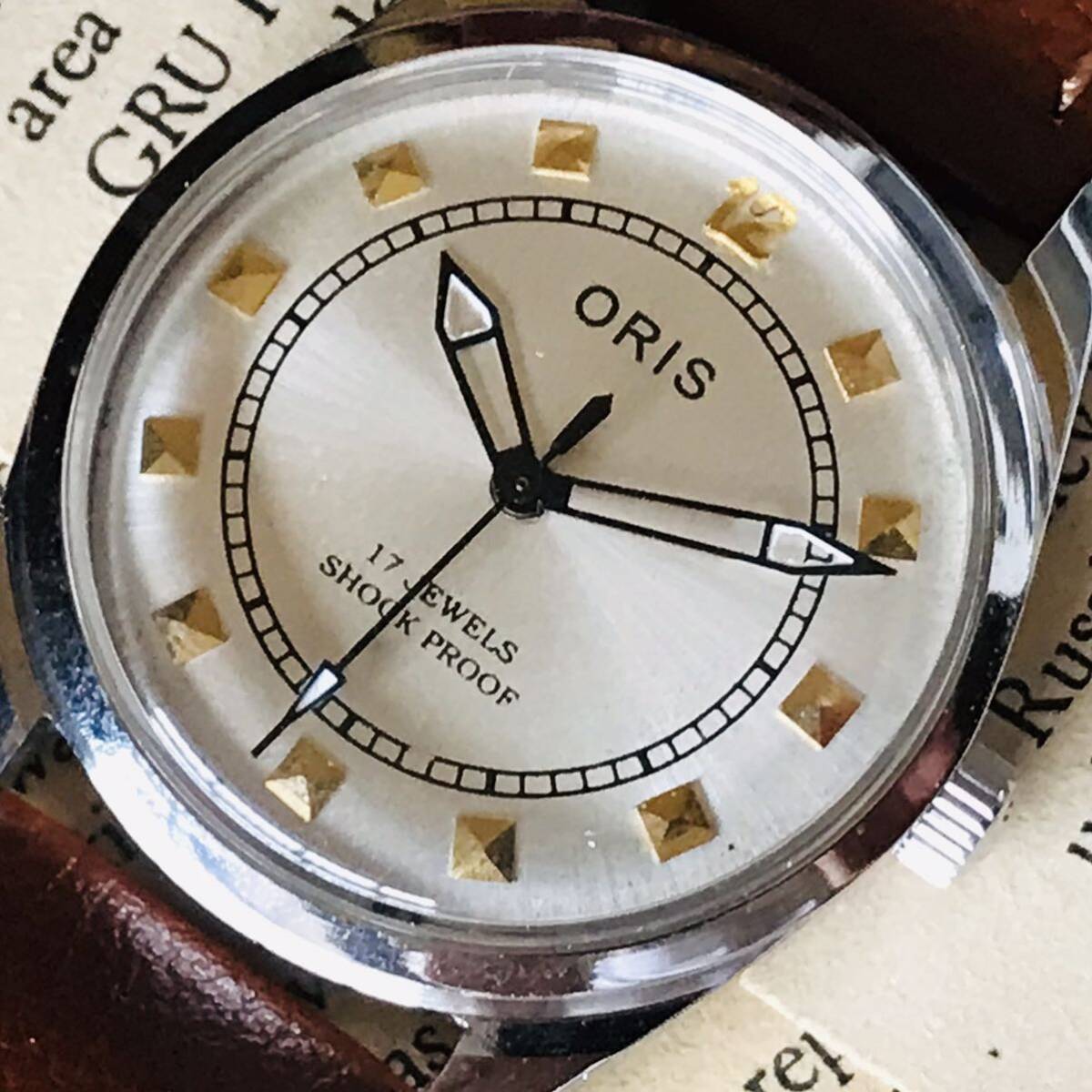 【1円スタート】■美品！カッコイイ■大人気/オリス/ORIS/手巻きメンズ腕時計/1970’sビンテージ/アンティークウォッチ/35㎜/シルバー/金の画像5