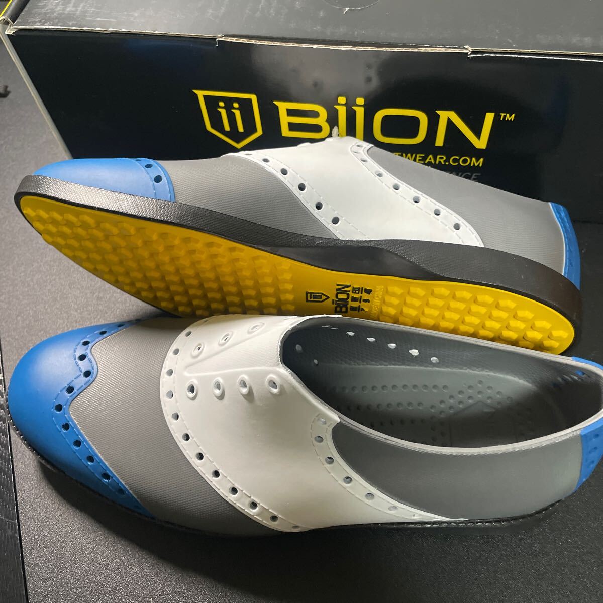 hz59 new goods unused goods light weight slip-on shoes golf shoes Golf 25.5. Vaio nBIION men's lady's spike less EV material popular most new work 